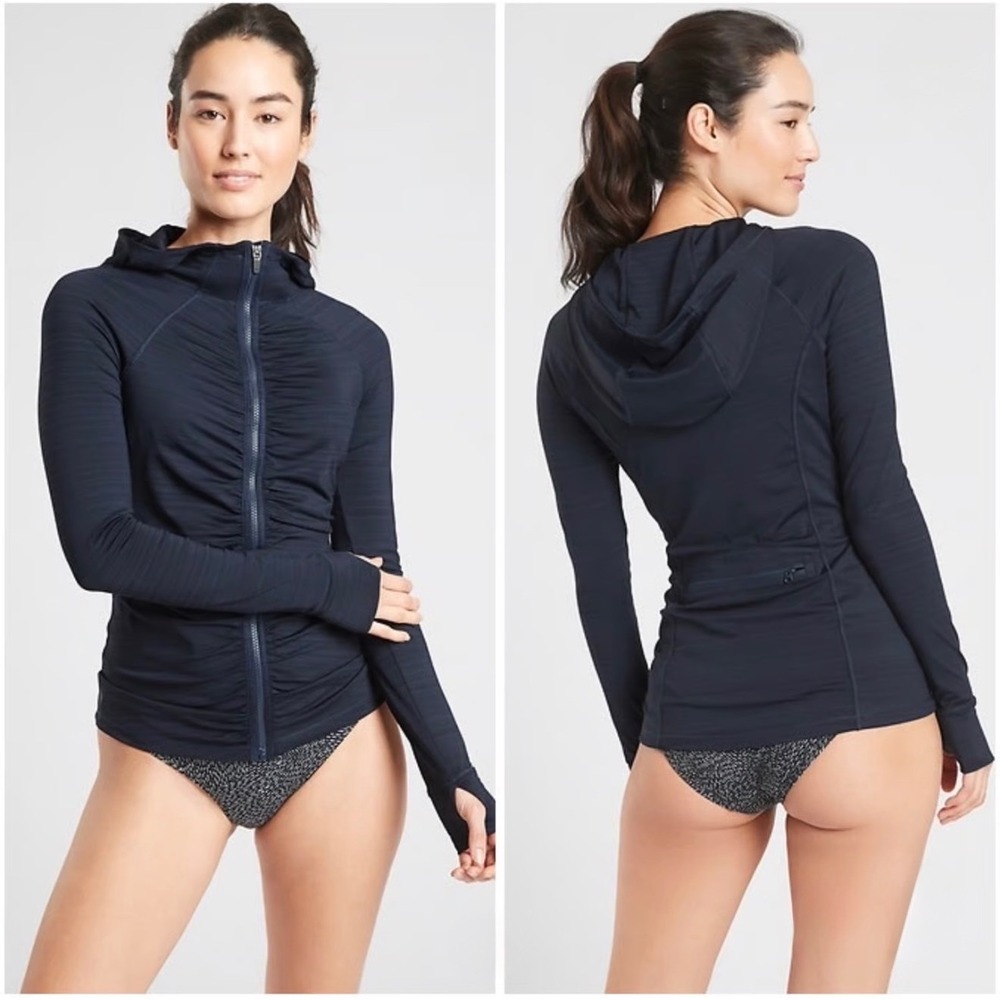 Athleta Crosscurrant Full Zip Hoodie Size Small Jacket Athletic Activewear Black